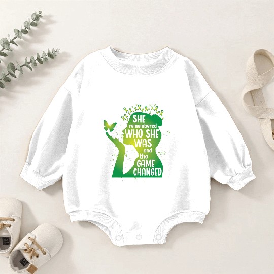 Mental Health Green Ribbon Butterfly Baby Romper Sweatshirts