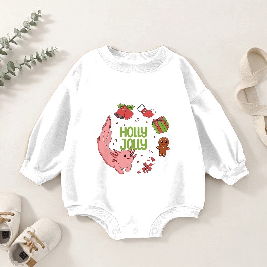 Holly Jolly Axolotl Baby Romper Sweatshirts