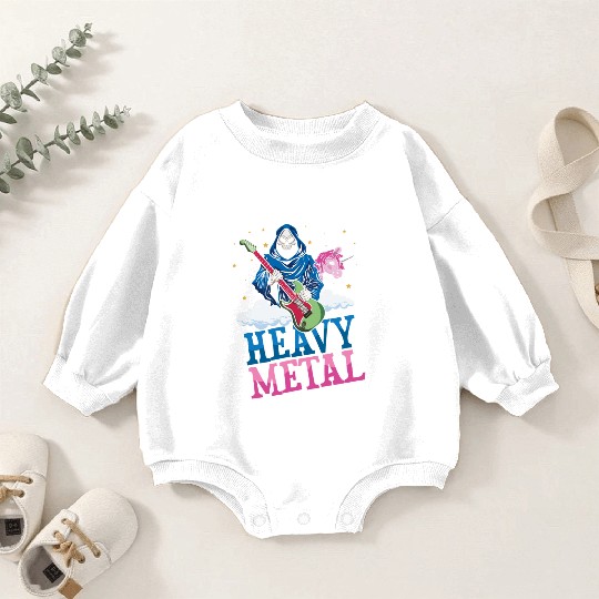 Grim Bone Unicorn Rainbow Metal Music Heavy Rock Baby Romper Sweatshirts