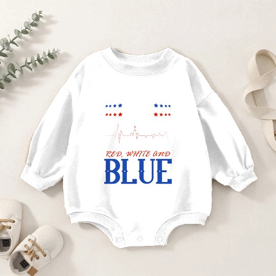 My Patriotic Heart Beats Red White and Blue 4th Baby Romper Sweatshirts