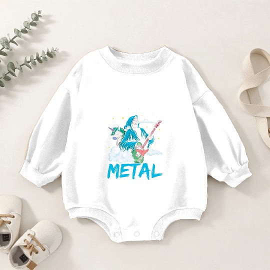 Grim Bone Unicorn Guitar Metal Music Heavy Rock Baby Romper Sweatshirts