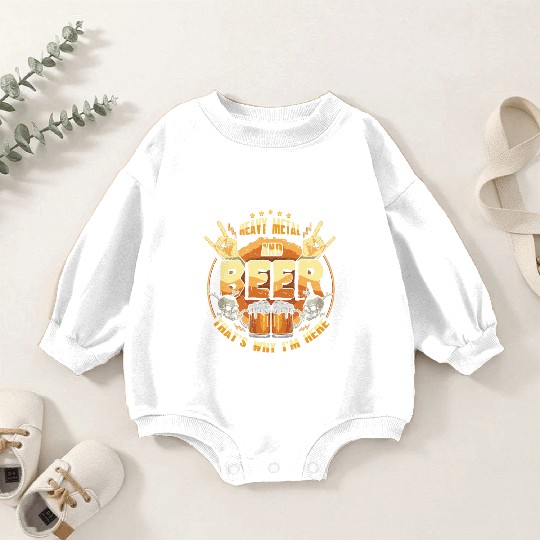 Metal And Beer Metal Music Heavy Bone Skeleton Baby Romper Sweatshirts