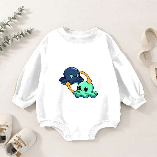 Reversible Octopus Emotional Switch Leisure Baby Romper Sweatshirts