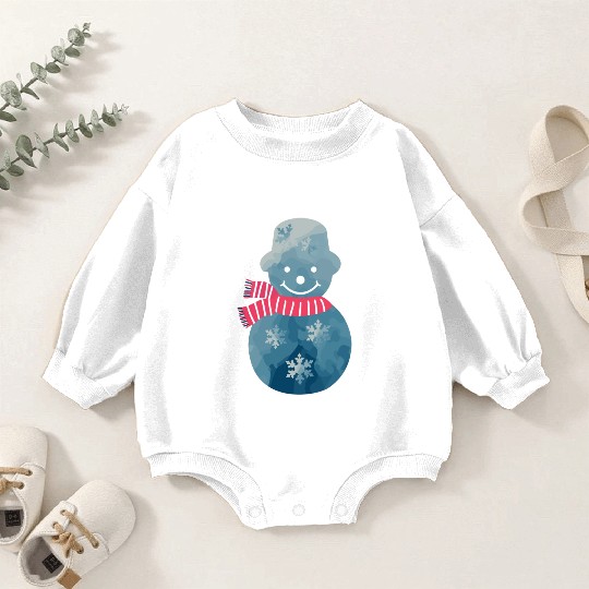 Snowman with pink scarf. Baby Romper Sweatshirts
