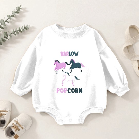 Harlow And Popcorn Merch Popcorn The Pony Baby Romper Sweatshirts