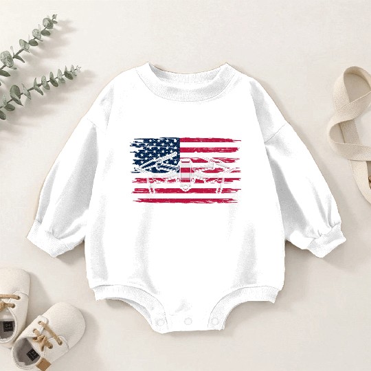 Patriotic Drone Pilot USA Drone Lover Baby Romper Sweatshirts