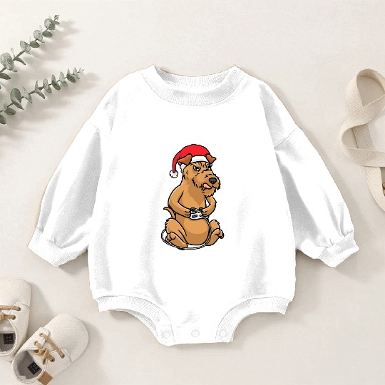 Christmas Irish Terrier Dog Video Game Gamer Baby Romper Sweatshirts