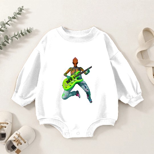 A massive alien jamming on an electric guitar. Baby Romper Sweatshirts