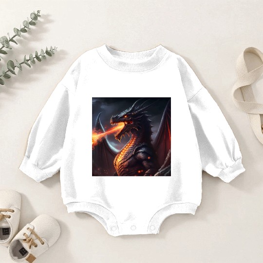 Dark Fantasy fire breathing dragon version 2 Baby Romper Sweatshirts