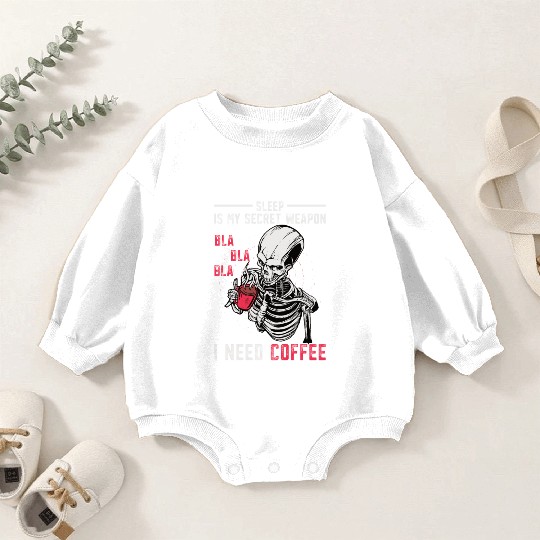 Skeleton Drinking Coffee Medical Student Baby Romper Sweatshirts