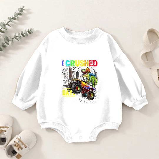 I Crushed 100 Days Of School Dinosaur Monster Baby Romper Sweatshirts