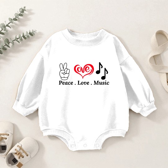 Peace ,Love , Music Baby Romper Sweatshirts