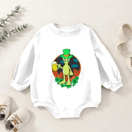 St Patrick's Day Drinking Alien Baby Romper Sweatshirts