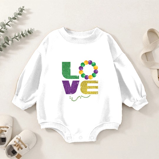 Love New Orleans Festival Parade Beads Mardi Gras Baby Romper Sweatshirts