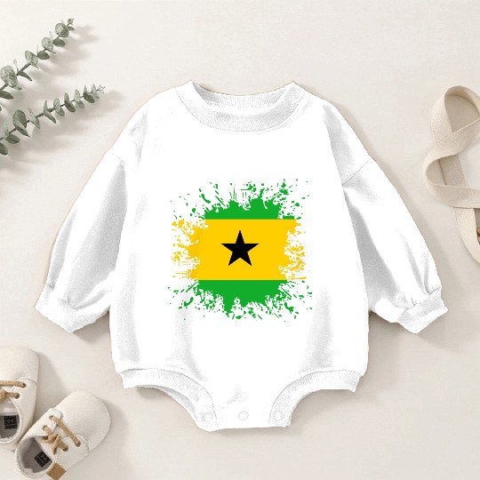 Sao Tome And Principe Flag Paint Splatter Baby Romper Sweatshirts