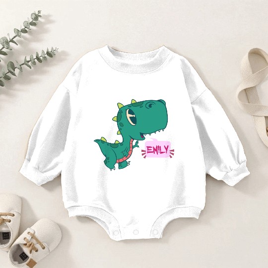 EMILY - Lovely girl name with cute dinosaur Baby Romper Sweatshirts