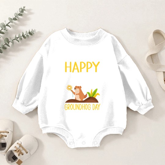 Happy Groundhog Day Baby Romper Sweatshirts