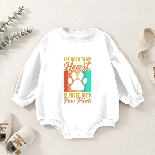 The road to my heart is paved with paw prints Baby Romper Sweatshirts