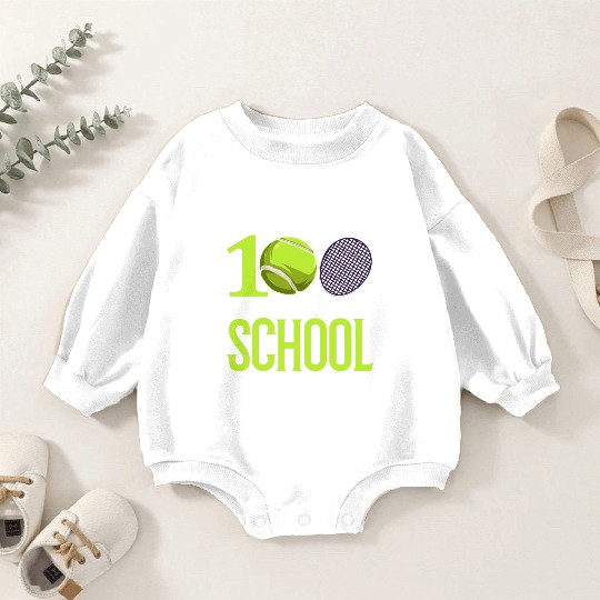 100 Days Of School Tennis Sports Game Athletic Baby Romper Sweatshirts
