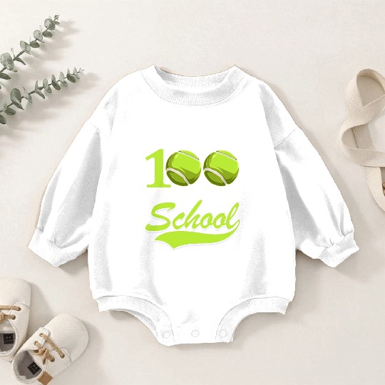 100 Days Of School Tennis Sports Game Athletic Baby Romper Sweatshirts