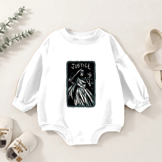 Justice Skeleton Skull Tarot Card Baby Romper Sweatshirts
