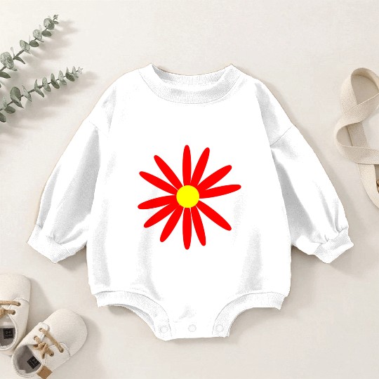Red and Yellow Daisy Baby Romper Sweatshirts