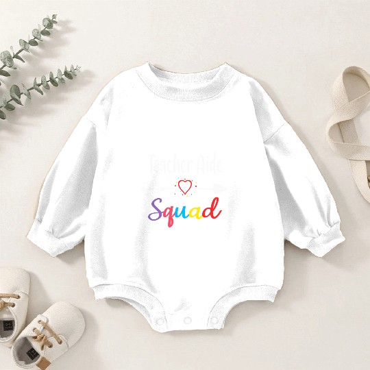 Teacher Aide Squad Funny Back To School Teacher su Baby Romper Sweatshirts