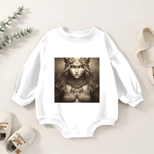 Warrior princess wearing gothic plate dark fantasy Baby Romper Sweatshirts