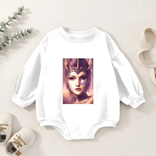Warrior princess wearing gothic plate dark fantasy Baby Romper Sweatshirts
