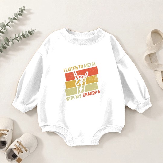 Vintage Metal With Grandpa Metal Kid Music Lover Baby Romper Sweatshirts