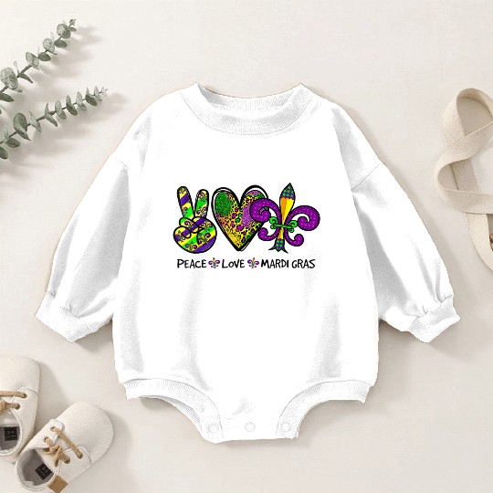 Purple Fleur De Is Lips Funny Mardi Gras Carnival Baby Romper Sweatshirts