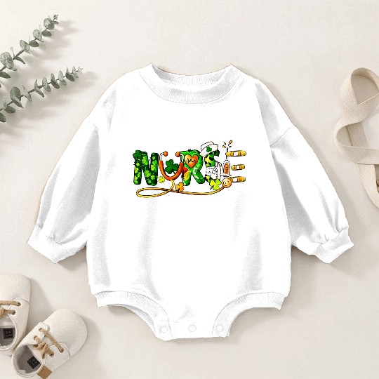 St Patricks Day, Nurse Baby Romper Sweatshirts