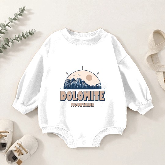 Dolomite Mountains Italy Vintage Mountain Hiking Baby Romper Sweatshirts