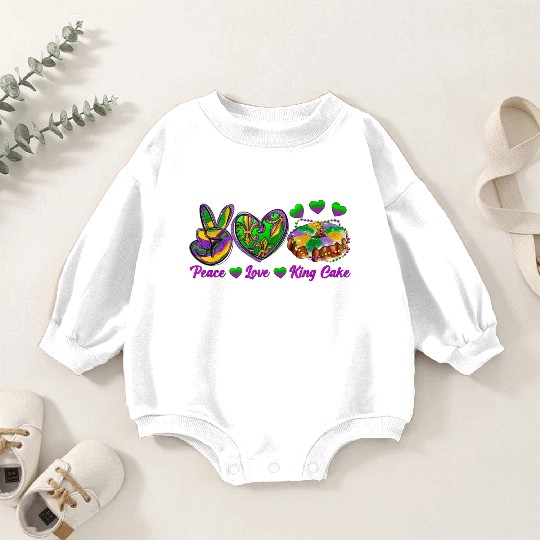 Peace Love King Cake Funny Mardi Gras Festival Par Baby Romper Sweatshirts