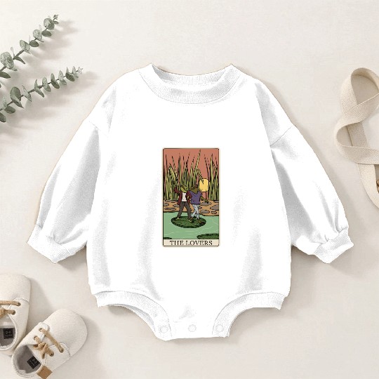 Cottagecore Frog Tarot Card "The Lovers" for a Baby Romper Sweatshirts