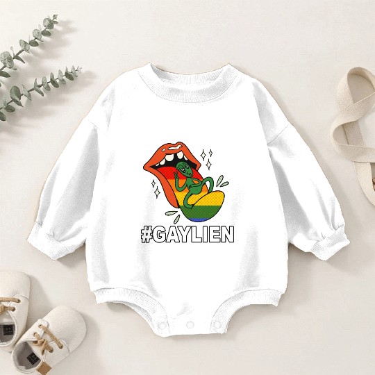 #GayLien Gay Alien Funny LGBT Pride Rainbow Color Baby Romper Sweatshirts