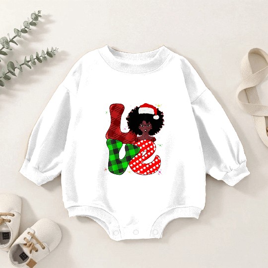 Black African Girl American Melanin Christmas Sant Baby Romper Sweatshirts