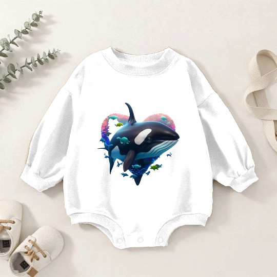 Orca Is My Valentine Baby Romper Sweatshirts