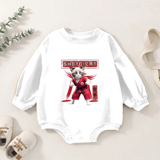 Karate Cat, Karate Japanese Kanji Baby Romper Sweatshirts