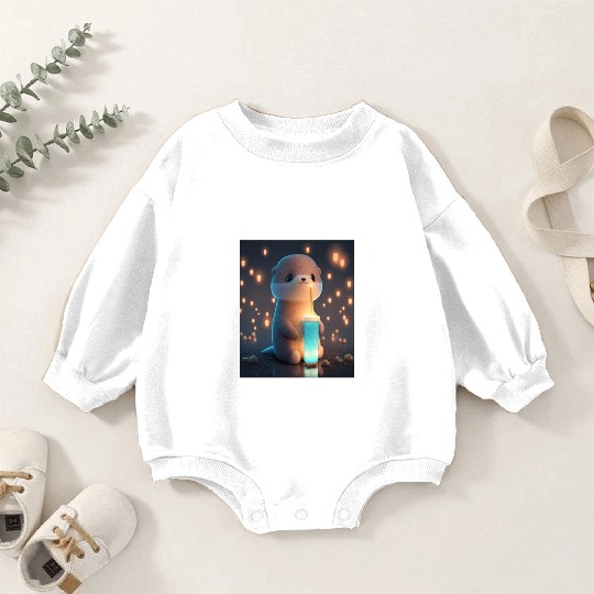 Kawaii Otter Pet Otter Drinking Boba Tea Baby Romper Sweatshirts