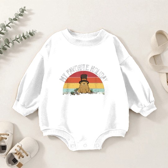 Retro Groundhog Day Gifts Groundhog Day Baby Romper Sweatshirts