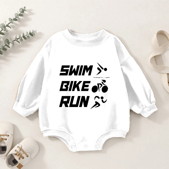 Swim Bike Run - Triathlon Baby Romper Sweatshirts