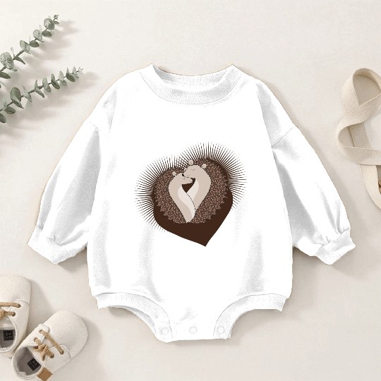 enchanting sweet hedgehog couple with heart Baby Romper Sweatshirts