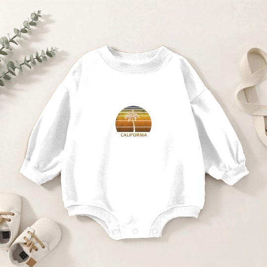 Retro California Christmas Family Vacation Baby Romper Sweatshirts