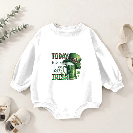 Mens St Patricks Day All Irish Green Shamrock Baby Romper Sweatshirts