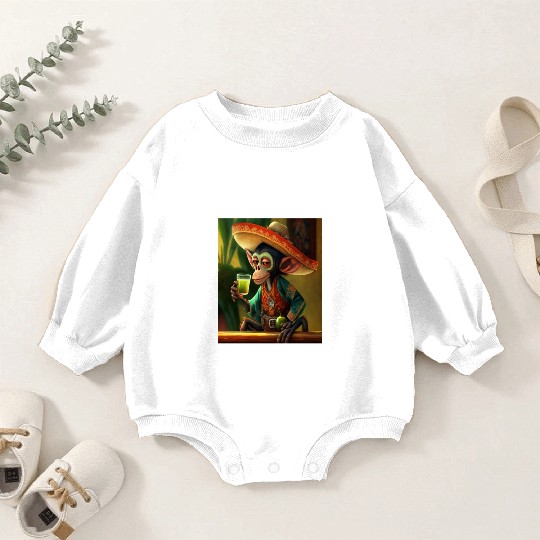 Spider Monkey Animal Lovers Mexican Cowboy Spider Baby Romper Sweatshirts