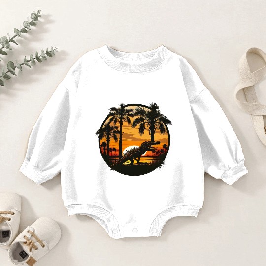 Florida Everglades Sunset Alligator and Palm Tree Baby Romper Sweatshirts
