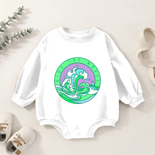 Ride the Waves Surfing Emerald Baby Romper Sweatshirts