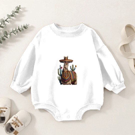 Cute Llama Animal Lovers Mexican Llama Mexican Baby Romper Sweatshirts