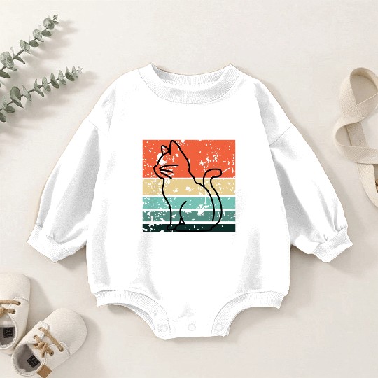 Cat Retro Streetwear Baby Romper Sweatshirts